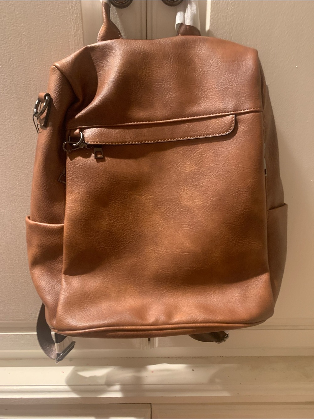 Amazon Brown Faux Leather Backpack for Women